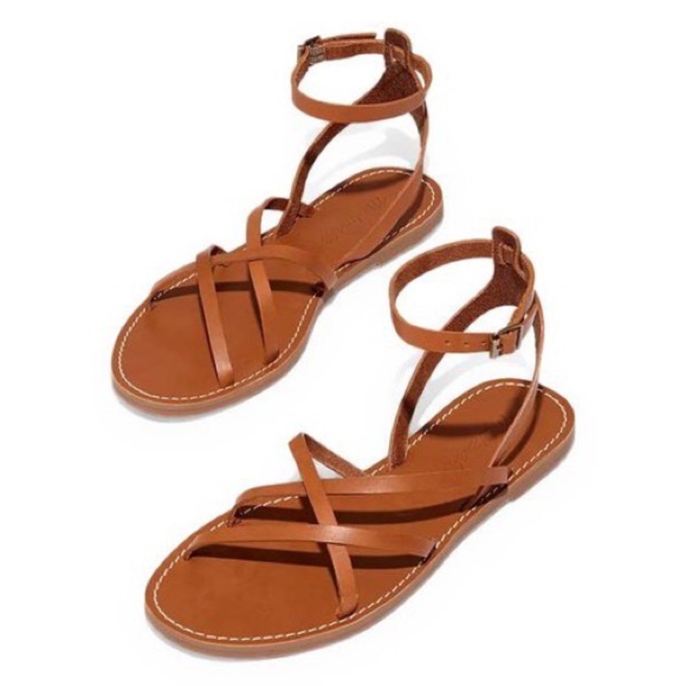 Madewell Brown Leather Boardwalk Skinny-Strap Sandal Size 8.5